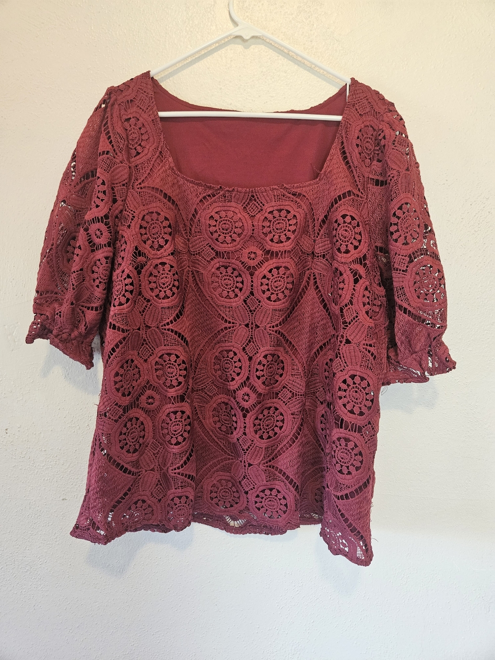 BloomChic Rose Crochet Square-Neck Top
